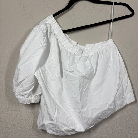 Rails XS Jayla Top One Shoulder Asymmetric White Cotton Lyocell Short Sleeve - Picture 3 of 10